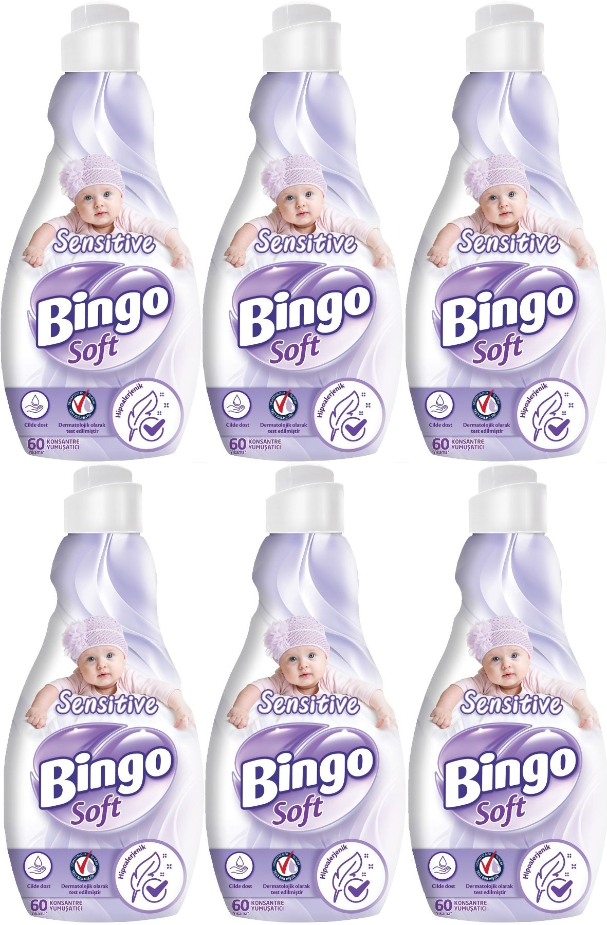 Bingo Soft Çamaşır Yumuşatıcı Konsantre 1440ML Sensitive (Hipoalerjenik) (6 Lı Set)