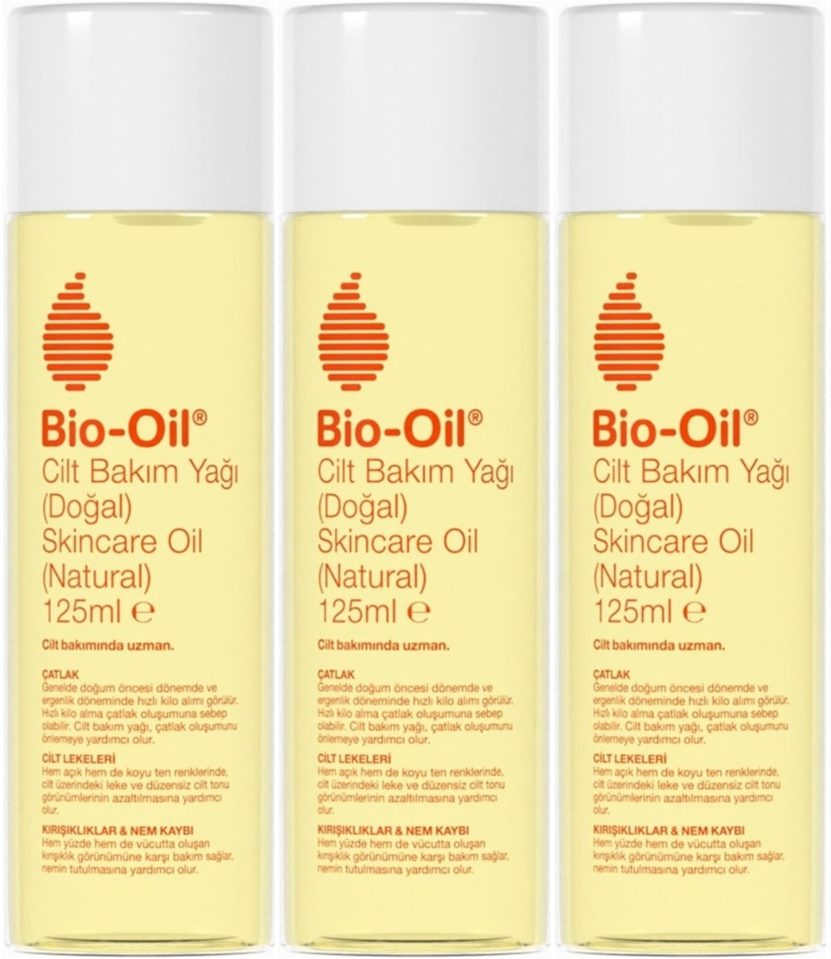 Bio-Oil %100 Natural Çatlak & Leke Karşıtı Nemlendirici Doğal Cilt Bakım Yağı 125ML (3 Lü Set)