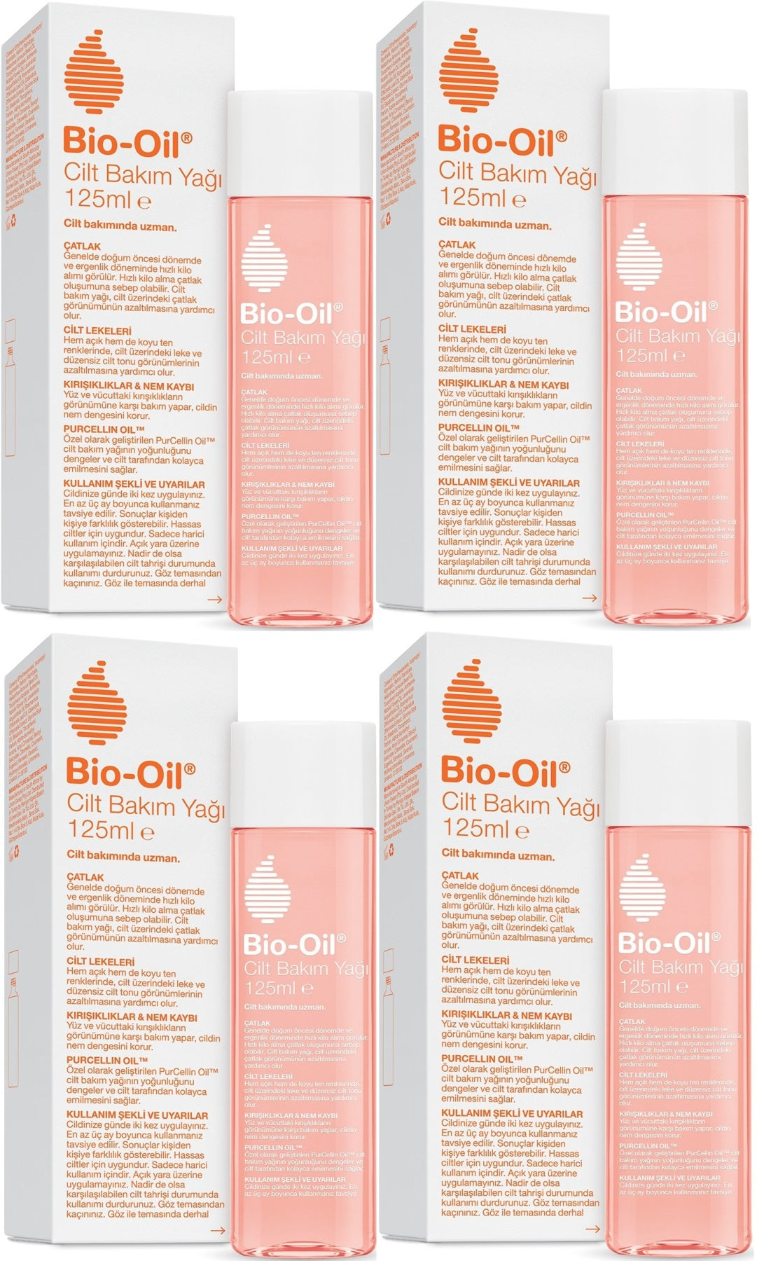 Bio-Oil Çatlak Oluşumunu Önleyici Cilt Bakım Yağı 125ML (Yeni Formül) (4 Lü Set)