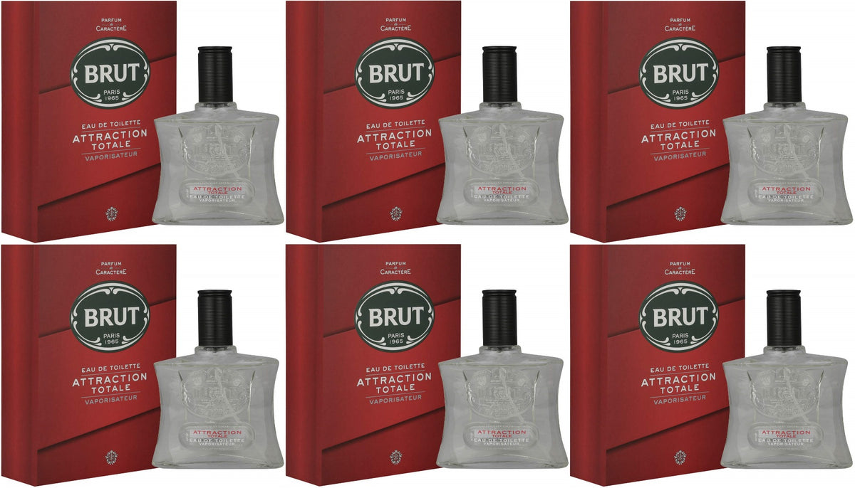 Brut Parfüm Erkek/Men 100ML Attraction Totale Edt (Kırmızı) (6 Lı Set)