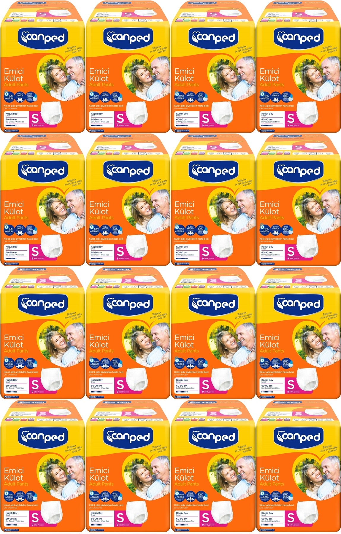Canped Emici Külot Yetişkin Bezi S-Küçük Small 144 Adet (16PK*9)