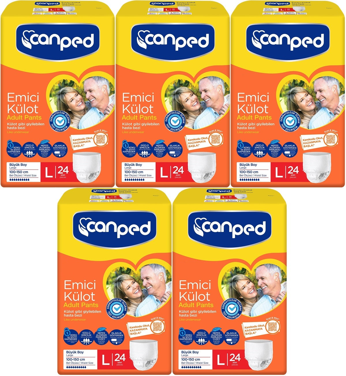 Canped Emici Külot Yetişkin Bezi L - Büyük - Large 120 Adet (5PK*24)