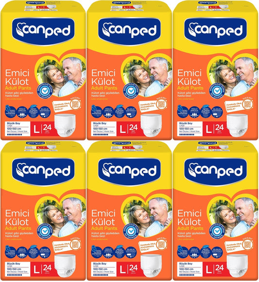 Canped Emici Külot Yetişkin Bezi L - Büyük - Large 144 Adet (6PK*24)