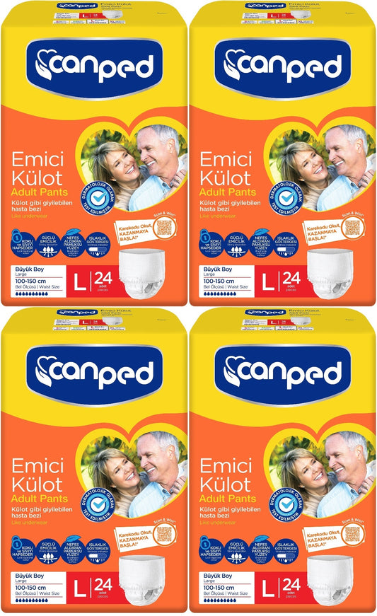 Canped Emici Külot Yetişkin Bezi L - Büyük - Large 96 Adet (4PK*24)
