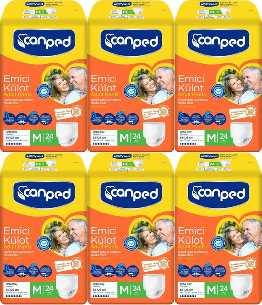 Canped Emici Külot Yetişkin Bezi M - Orta - Medium 144 Adet (6PK*24)