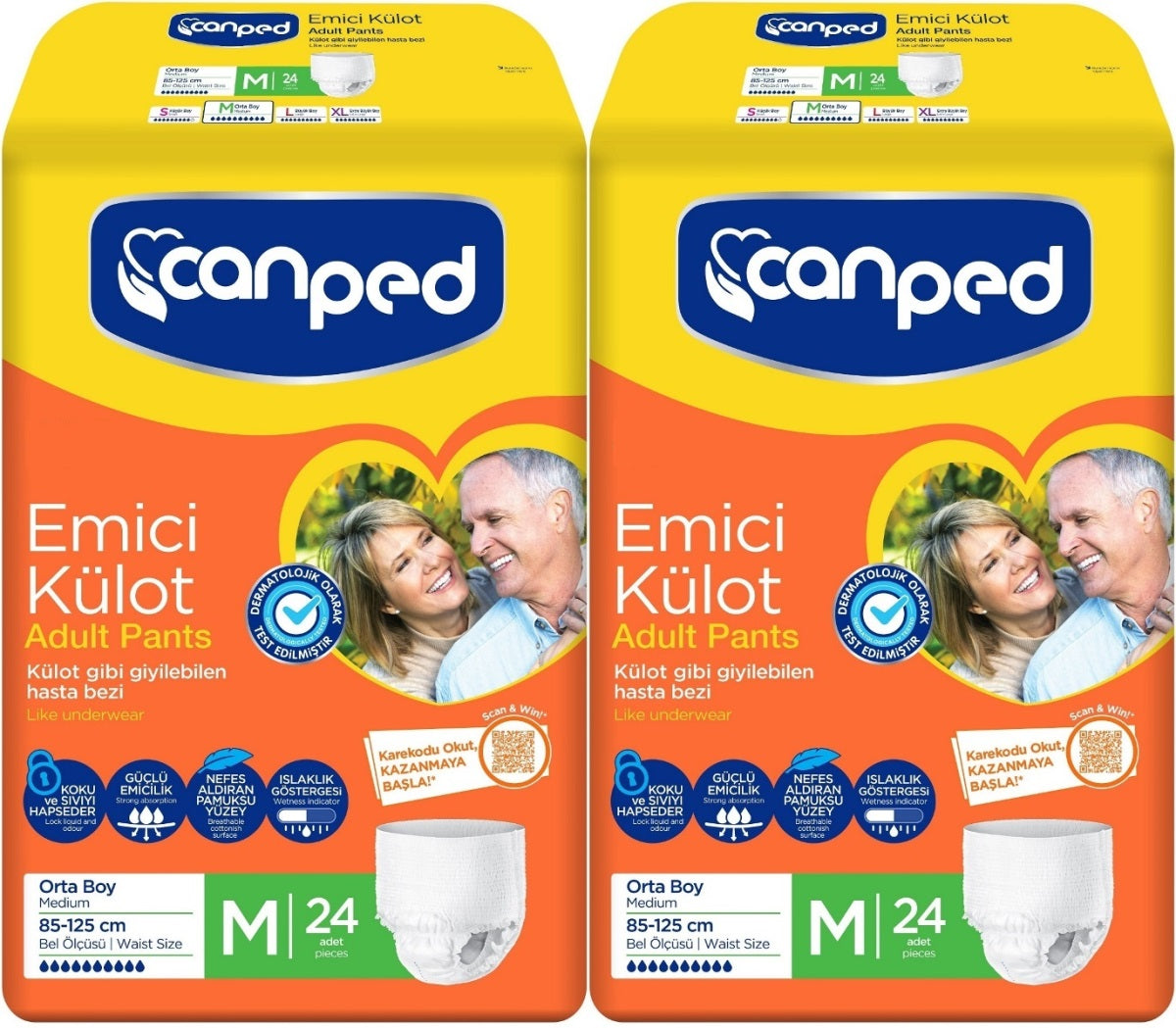 Canped Emici Külot Yetişkin Bezi M - Orta - Medium 48 Adet (2PK*24)