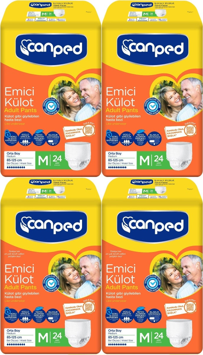 Canped Emici Külot Yetişkin Bezi M - Orta - Medium 96 Adet (4PK*24)