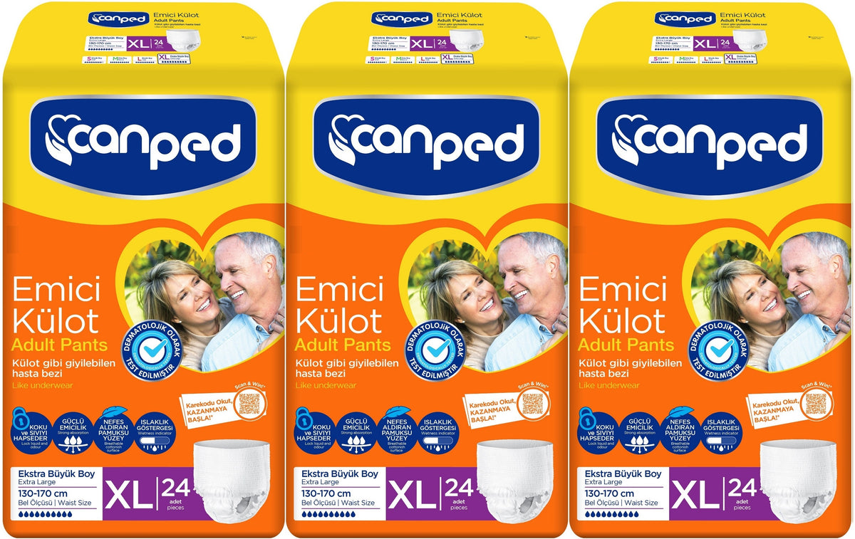 Canped Emici Külot Yetişkin Bezi XL - Ekstra Büyük - Extra Large 72 Adet (3PK*24)
