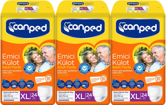 Canped Emici Külot Yetişkin Bezi XL - Ekstra Büyük - Extra Large 72 Adet (3PK*24)