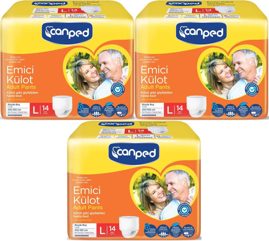 Canped Emici Külot Pants Yetişkin Bezi L - Büyük - Large Ekonomik Pk 42 Adet (3PK*14)
