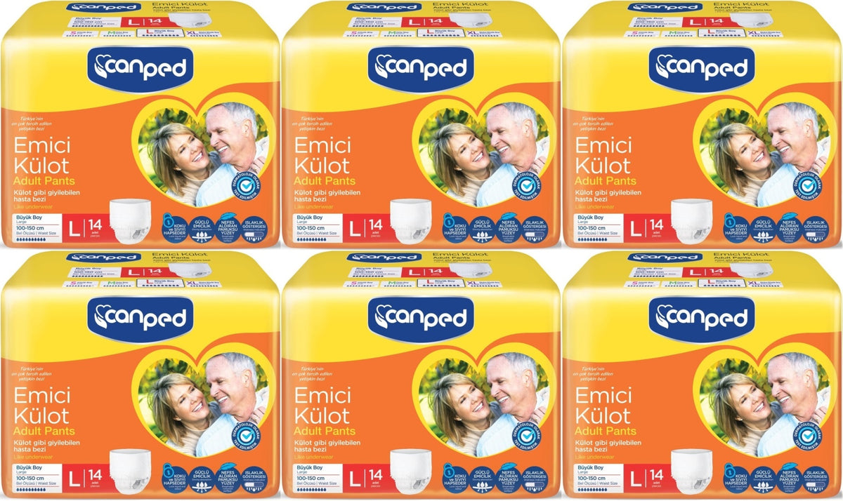 Canped Emici Külot Pants Yetişkin Bezi L - Büyük - Large Ekonomik Pk 84 Adet (6PK*14)