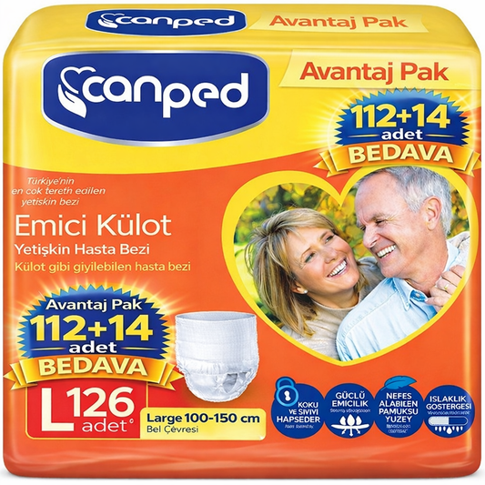 Canped Emici Külot Pants Yetişkin Bezi L - Büyük - Large Ekonomik Pk 126 Adet (9PK*14)
