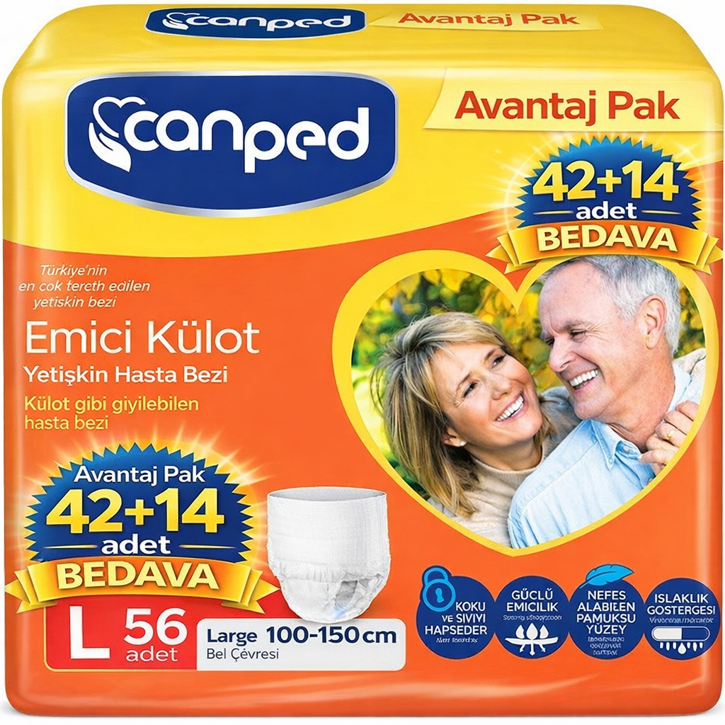 Canped Emici Külot Pants Yetişkin Bezi L - Büyük - Large Ekonomik Pk 56 Adet (4PK*14)