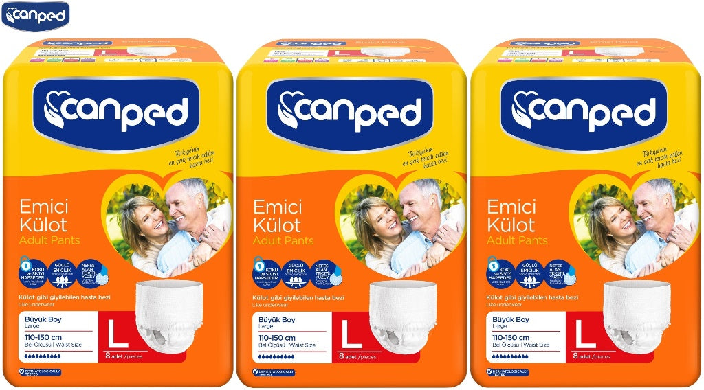 Canped Emici Külot Yetişkin Bezi Büyük-Large 24 Adet (3Pk*8)