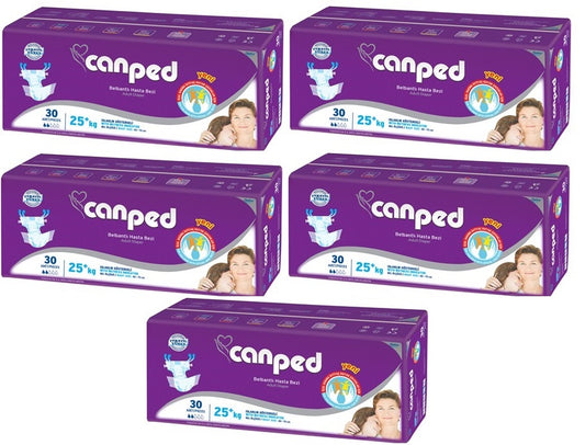 Canped Çoçuklar İçin Yetişkin Bezi Bel Bantlı Tekstil Yüzey XS - Extra Küçük - 150 Adet