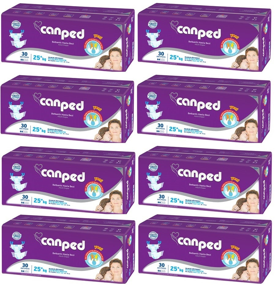 Canped Çoçuklar İçin Yetişkin Bezi Bel Bantlı Tekstil Yüzey XS - Extra Küçük - 240 Adet