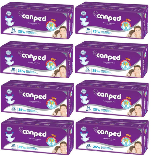 Canped Çoçuklar İçin Yetişkin Bezi Bel Bantlı Tekstil Yüzey XS - Extra Küçük - 240 Adet