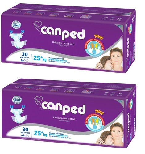 Canped Çoçuklar İçin Yetişkin Bezi Bel Bantlı Tekstil Yüzey XS - Extra Küçük - 60 Adet