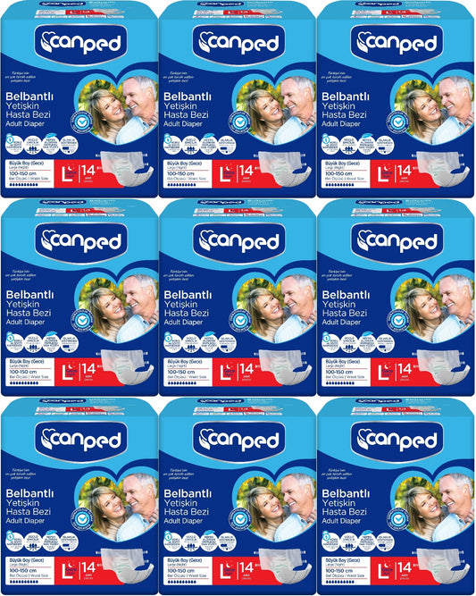 Canped Yetişkin Bezi Bel Bantlı Gece Night L - Büyük - Large 126 Adet