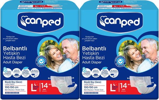 Canped Yetişkin Bezi Bel Bantlı Gece Night L - Büyük - Large 28 Adet