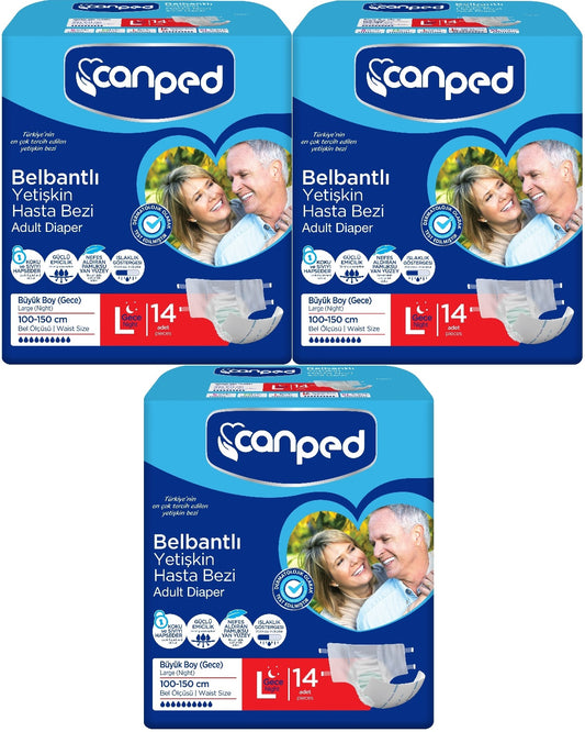 Canped Yetişkin Bezi Bel Bantlı Gece Night L - Büyük - Large 42 Adet