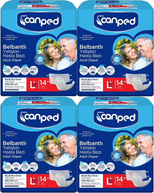 Canped Yetişkin Bezi Bel Bantlı Gece Night L - Büyük - Large 56 Adet