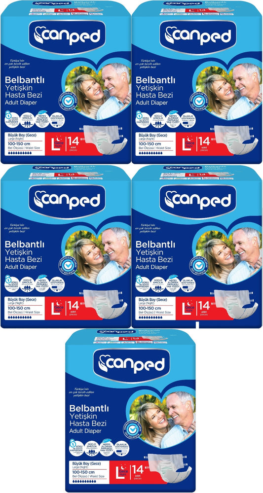 Canped Yetişkin Bezi Bel Bantlı Gece Night L - Büyük - Large 70 Adet