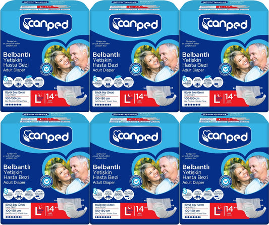 Canped Yetişkin Bezi Bel Bantlı Gece Night L - Büyük - Large 84 Adet