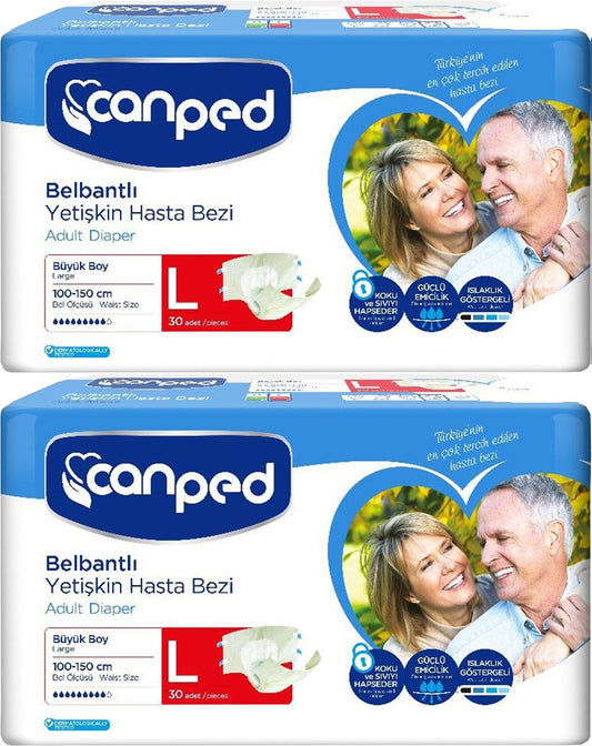 Canped Yetişkin Bezi Bel Bantlı Polietilen L - Büyük - Large 60 Adet