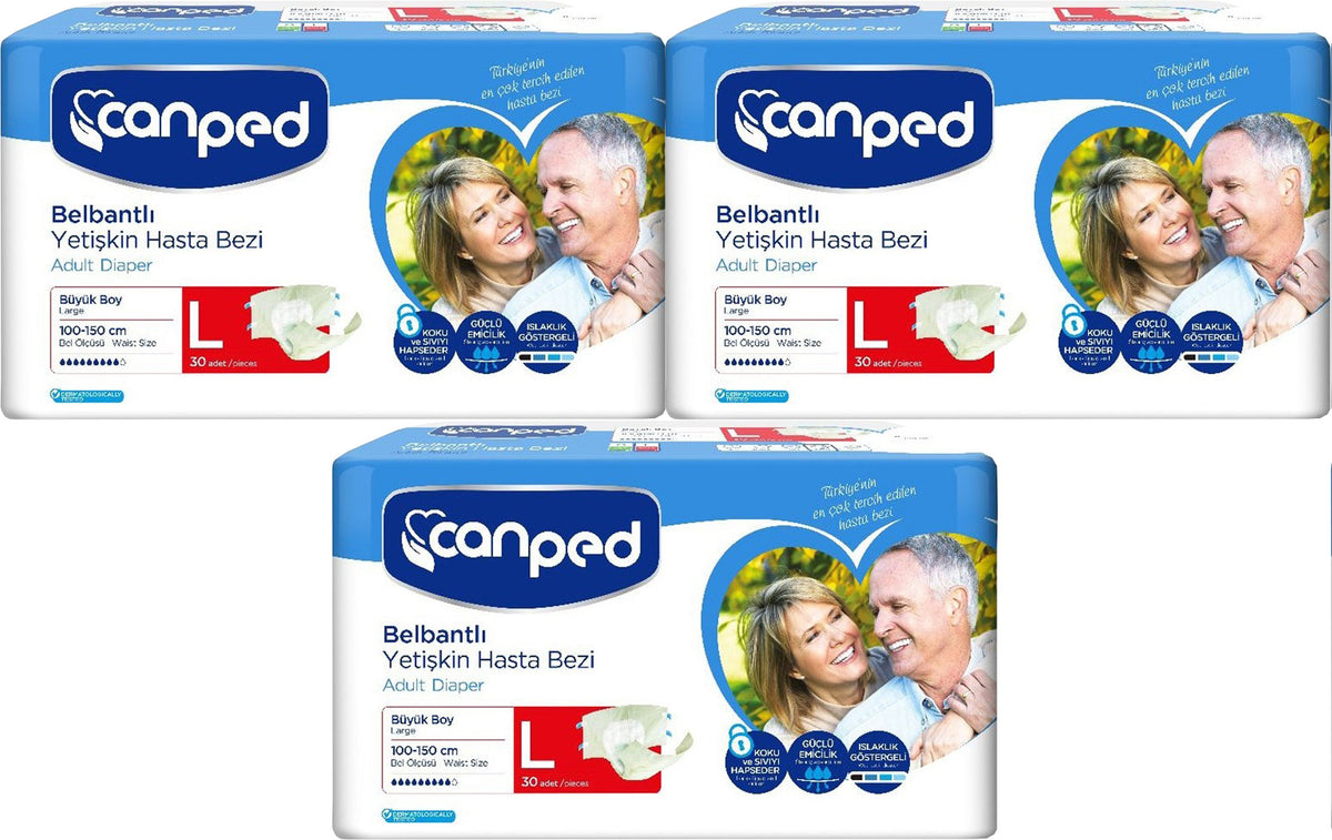 Canped Yetişkin Bezi Bel Bantlı Polietilen L - Büyük - Large 90 Adet