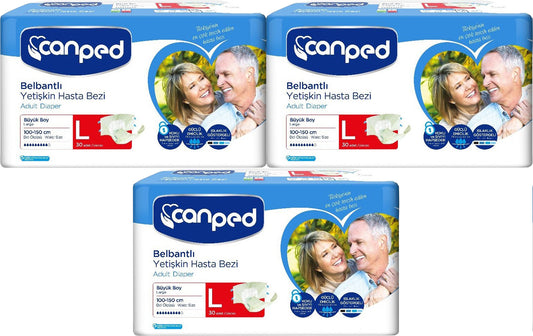 Canped Yetişkin Bezi Bel Bantlı Polietilen L - Büyük - Large 90 Adet