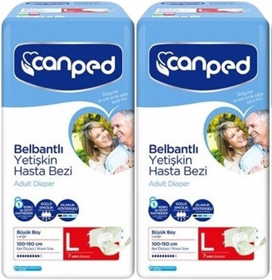 Canped Yetişkin Bezi Bel Bantlı Polietilen L - Büyük - Large  14 Adet