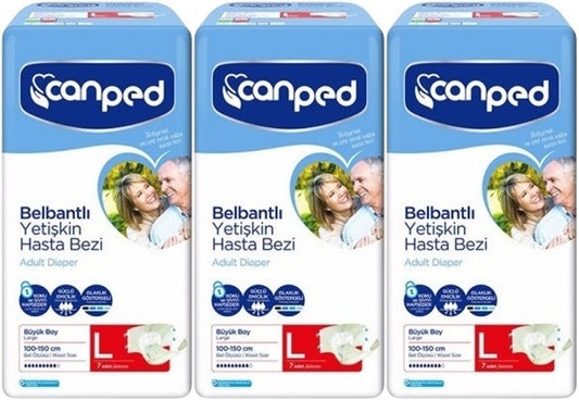 Canped Yetişkin Bezi Bel Bantlı Polietilen L - Büyük - Large 21 Adet