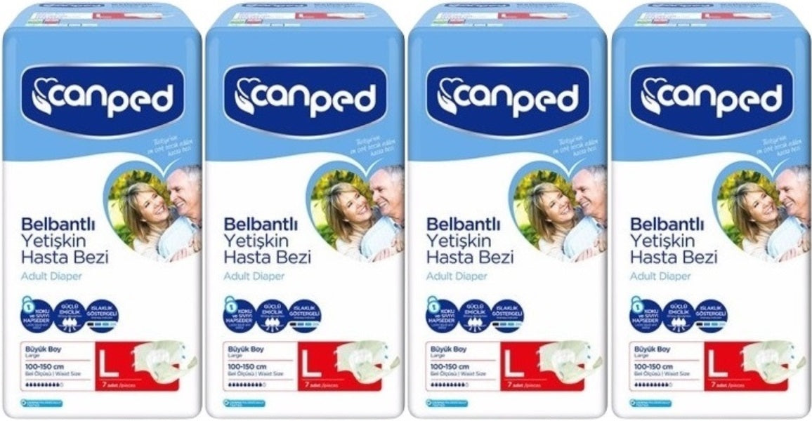 Canped Yetişkin Bezi Bel Bantlı Polietilen L - Büyük - Large 28 Adet
