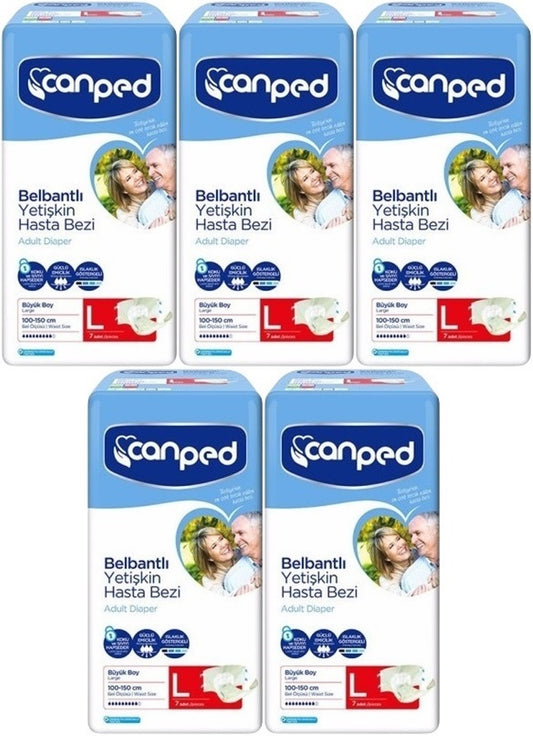 Canped Yetişkin Bezi Bel Bantlı Polietilen L - Büyük - Large 35 Adet