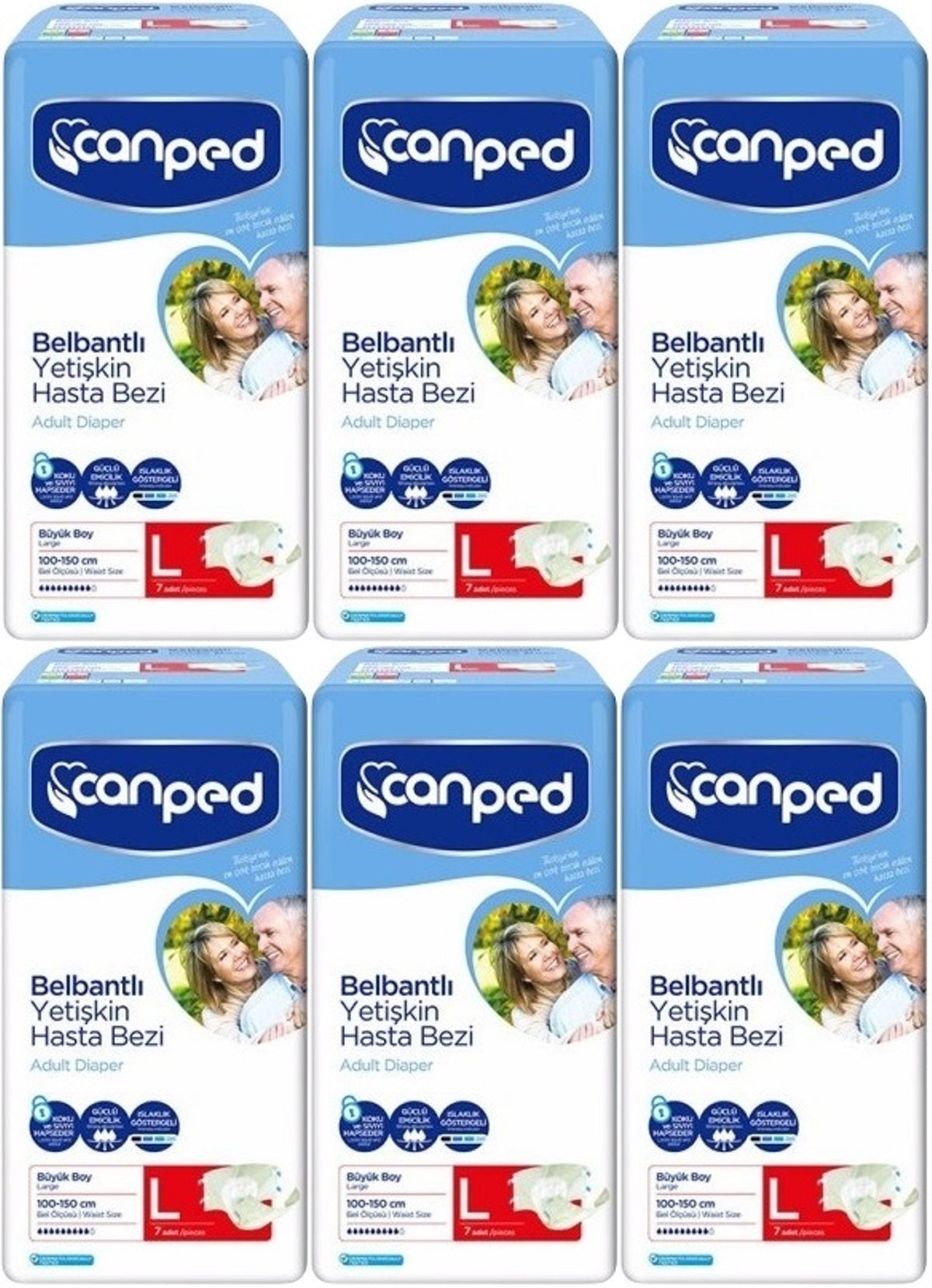 Canped Yetişkin Bezi Bel Bantlı Polietilen L - Büyük - Large 42 Adet