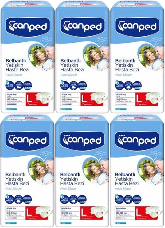 Canped Yetişkin Bezi Bel Bantlı Polietilen L - Büyük - Large 42 Adet