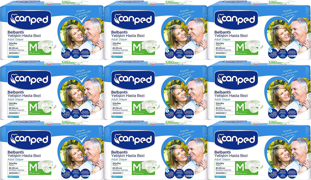 Canped Yetişkin Bezi Bel Bantlı Polietilen M - Orta - Medium 270 Adet