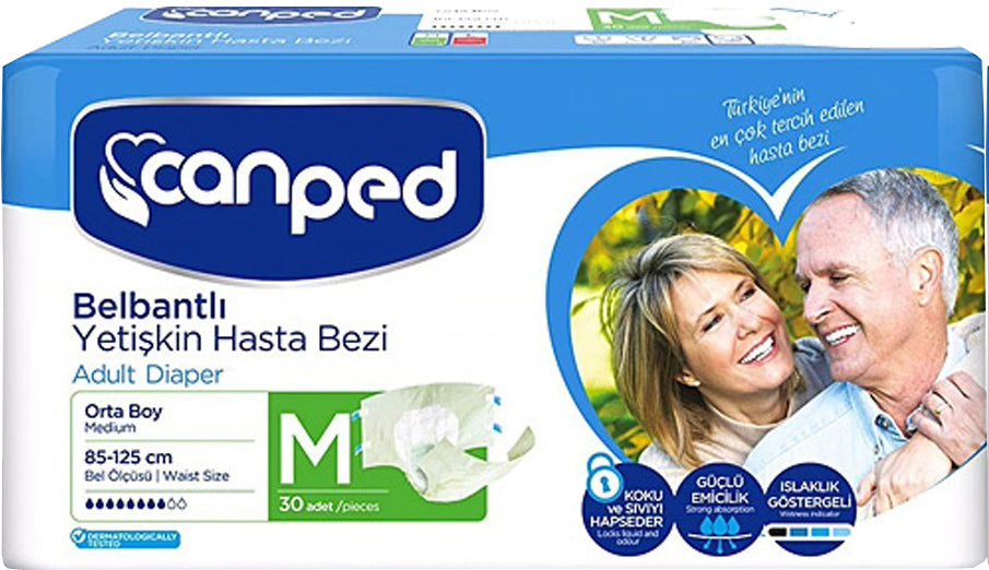 Canped Yetişkin Bezi Bel Bantlı Polietilen M - Orta - Medium 30 Adet Tekli Pk
