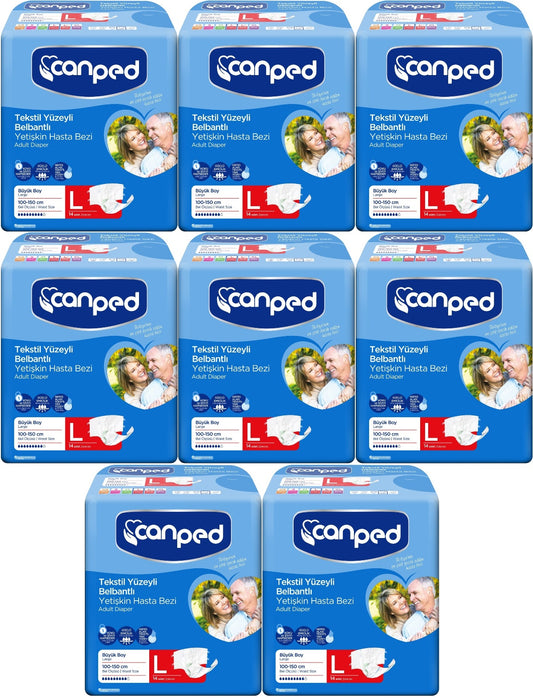 Canped Yetişkin Bezi Bel Bantlı Tekstil Yüzey L - Büyük - Large 112 Adet
