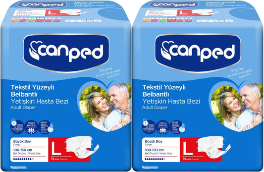 Canped Yetişkin Bezi Bel Bantlı Tekstil Yüzey L - Büyük - Large 28 Adet