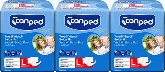 Canped Yetişkin Bezi Bel Bantlı Tekstil Yüzey L - Büyük - Large 42 Adet