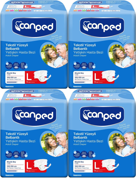 Canped Yetişkin Bezi Bel Bantlı Tekstil Yüzey L - Büyük - Large 56 Adet