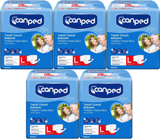 Canped Yetişkin Bezi Bel Bantlı Tekstil Yüzey L - Büyük - Large 70 Adet