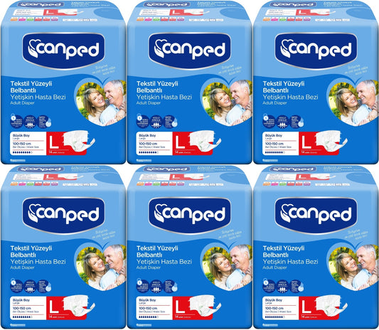 Canped Yetişkin Bezi Bel Bantlı Tekstil Yüzey L - Büyük - Large 84 Adet