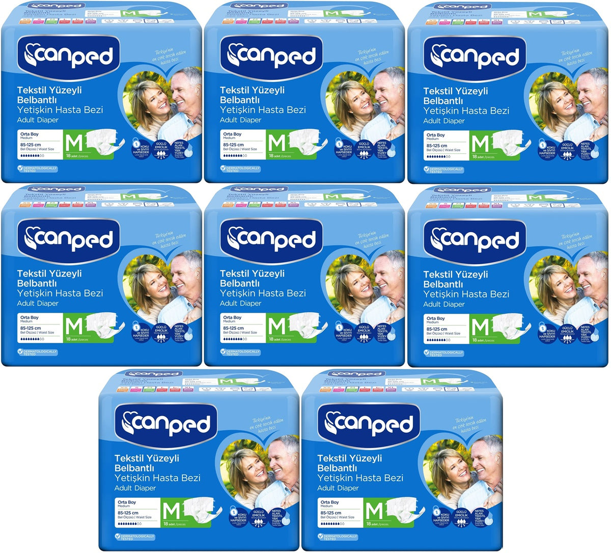 Canped Yetişkin Bezi Bel Bantlı Tekstil Yüzey M - Orta - Medium 144 Adet