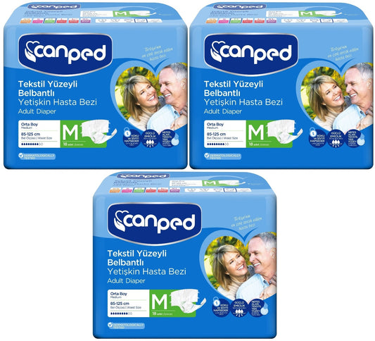 Canped Yetişkin Bezi Bel Bantlı Tekstil Yüzey M - Orta - Medium 54 Adet