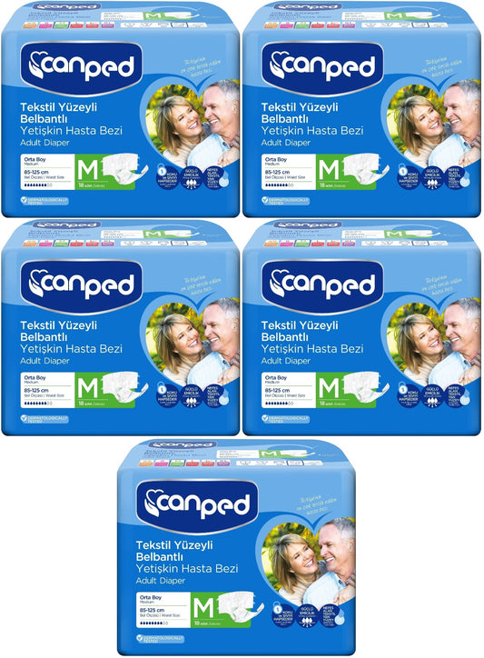 Canped Yetişkin Bezi Bel Bantlı Tekstil Yüzey M - Orta - Medium 90 Adet
