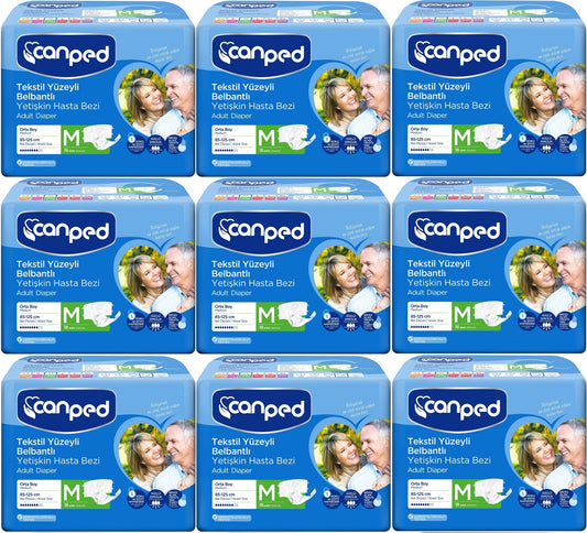 Canped Yetişkin Bezi Bel Bantlı Tekstil Yüzey M - Orta - Medium 162 Adet