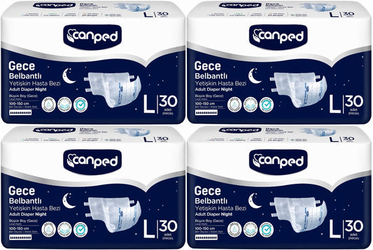 Canped Yetişkin Bezi Bel Bantlı Gece Night L - Büyük - Large 120 Adet